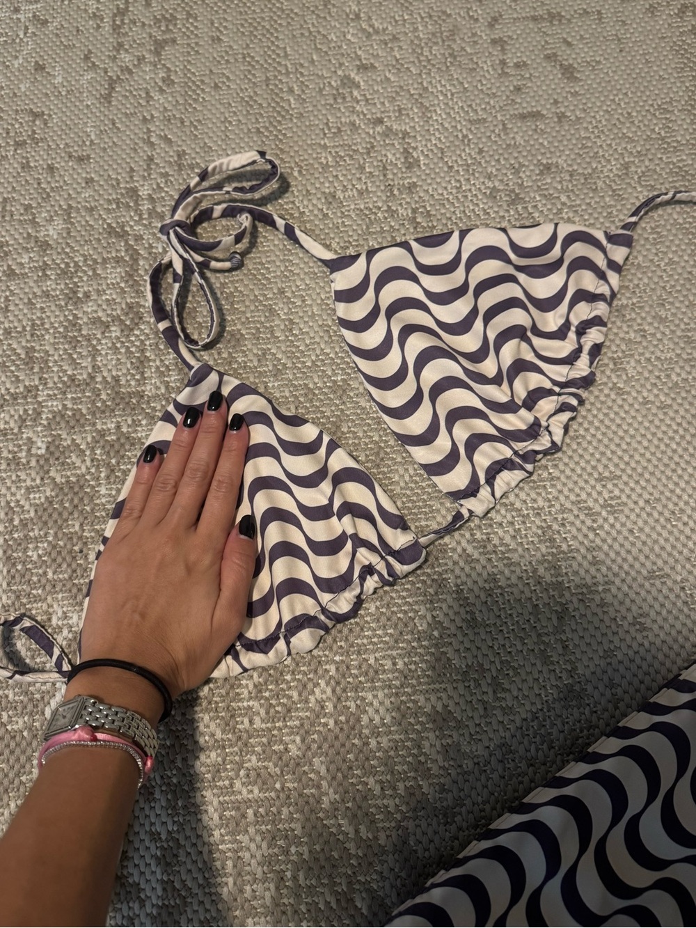 Wavy Print Custom Triangle Bikini Set - Picture 2 of 5